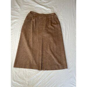 Pykette Womens Brown Skirt 14 midi elastic pull on‎ polyester vintage pockets